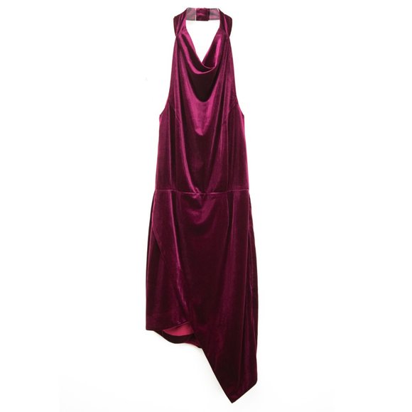 Elliatt Velvet Camo Dress Mini Cocktail Hi Low Sleeveless Burgundy Size XS - Picture 2 of 8